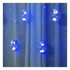 UNIVERSAL - CASCADA NAVIDAD PELOTAS TRANSPARENTES LUCES LED AZULES INTERIORES