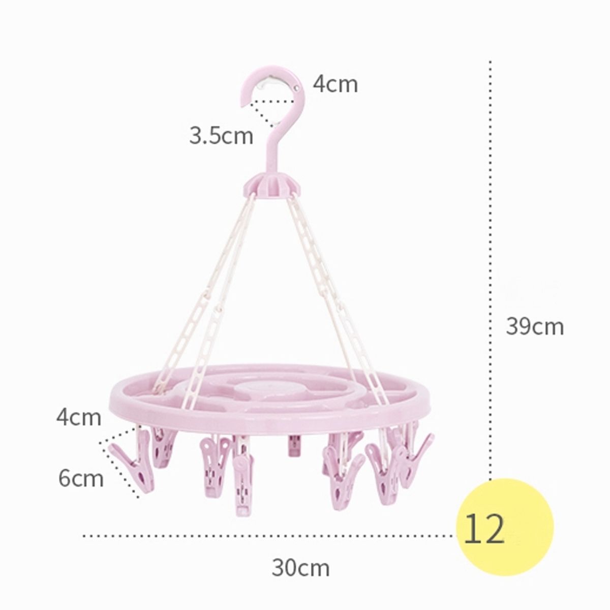 GENERICO - Colgador ropa 12 pinzas para colgar calcetines 0133 Morado