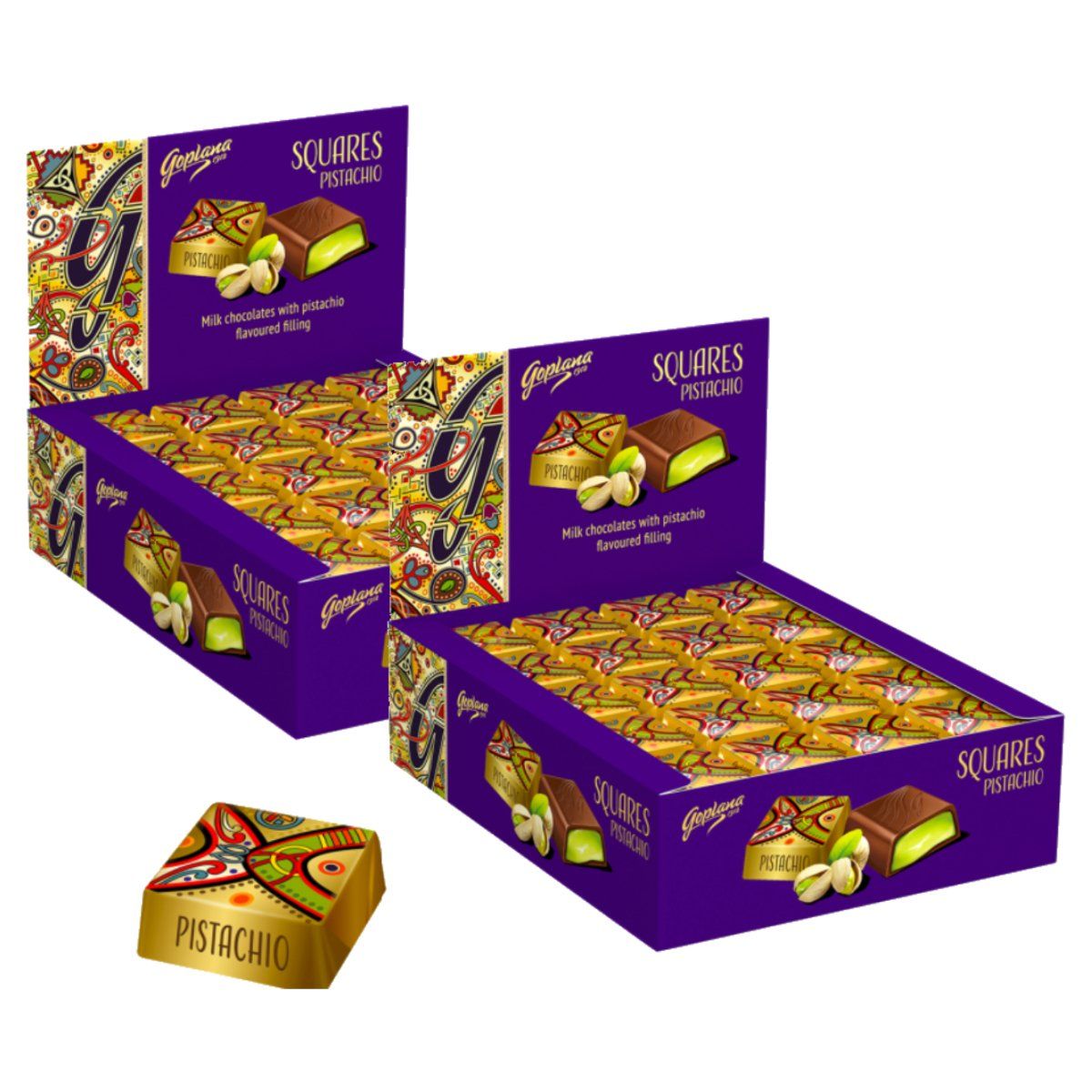 GOPLANA - Pack 2 Cajas Bombones Chocolate Goplana 1 Kg Pistacho