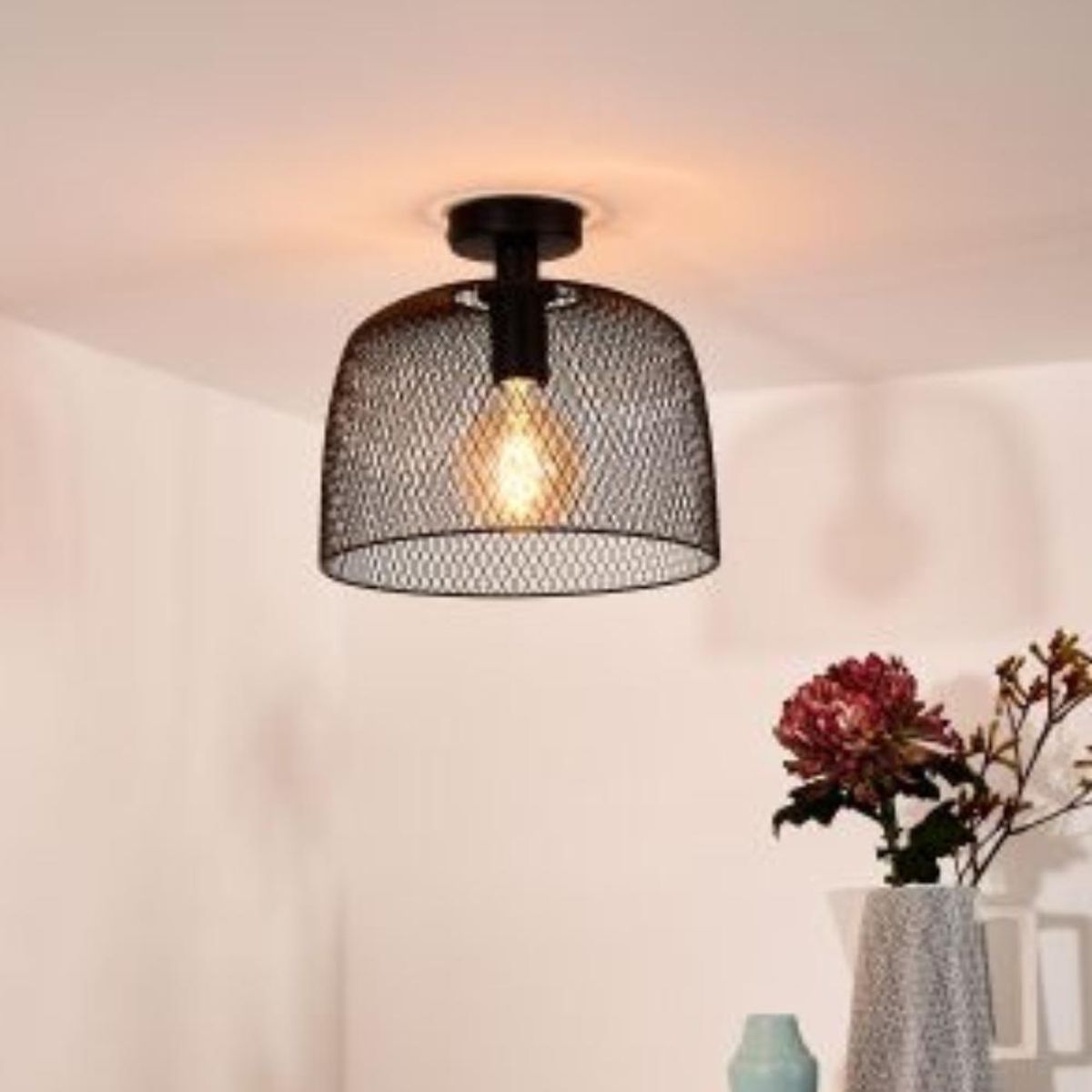BOSCO - LAMPARA DE TECHO MESH NEGRO 1xE27 - Negro