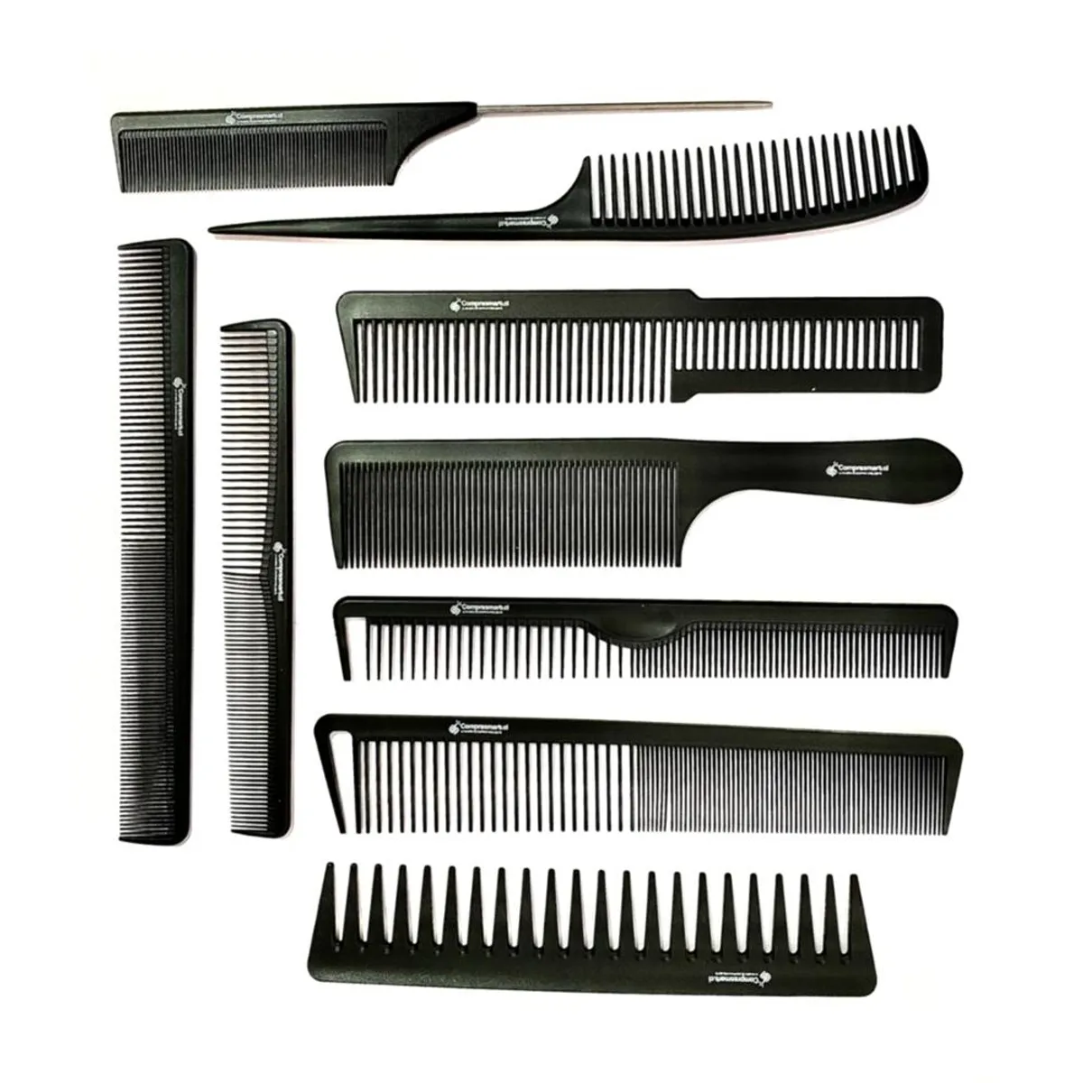 COMPRASMART CHILE - Set de Peinetas 9 pcs Carbon Professional Para Pelquieria CON Estuche