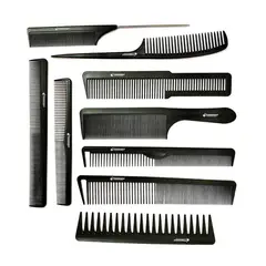 GENERICO - Set de Peinetas 9 pcs Carbon Professional Para Pelquieria CON Estuche
