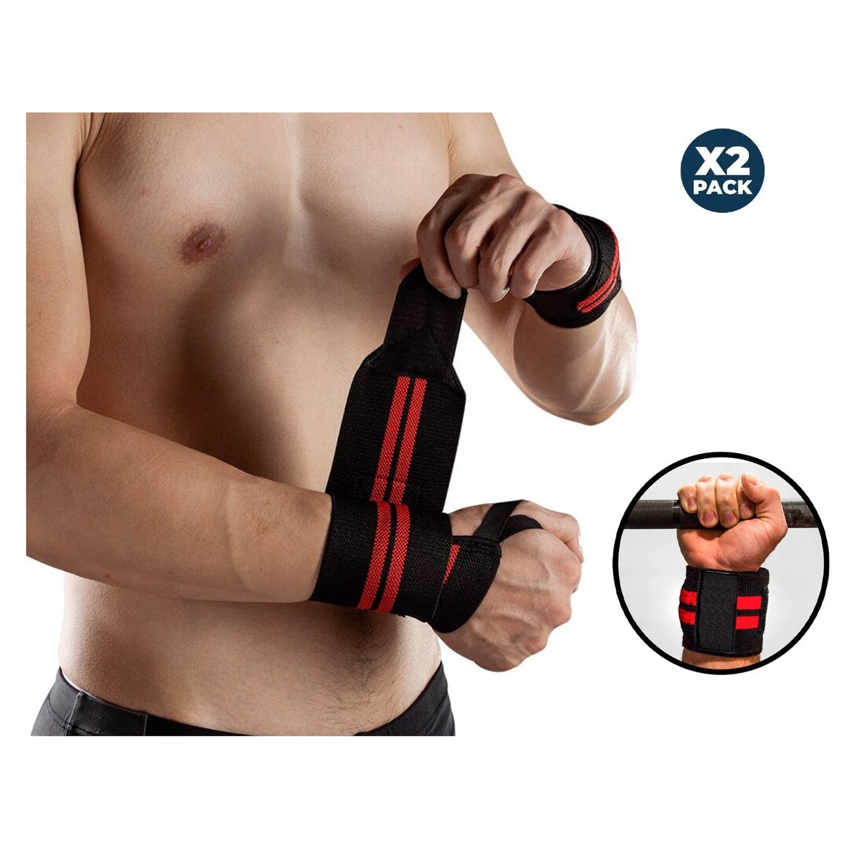 GENERICO - Par Muñequeras Protectoras Pesas Fitness Crossfit Deportivas