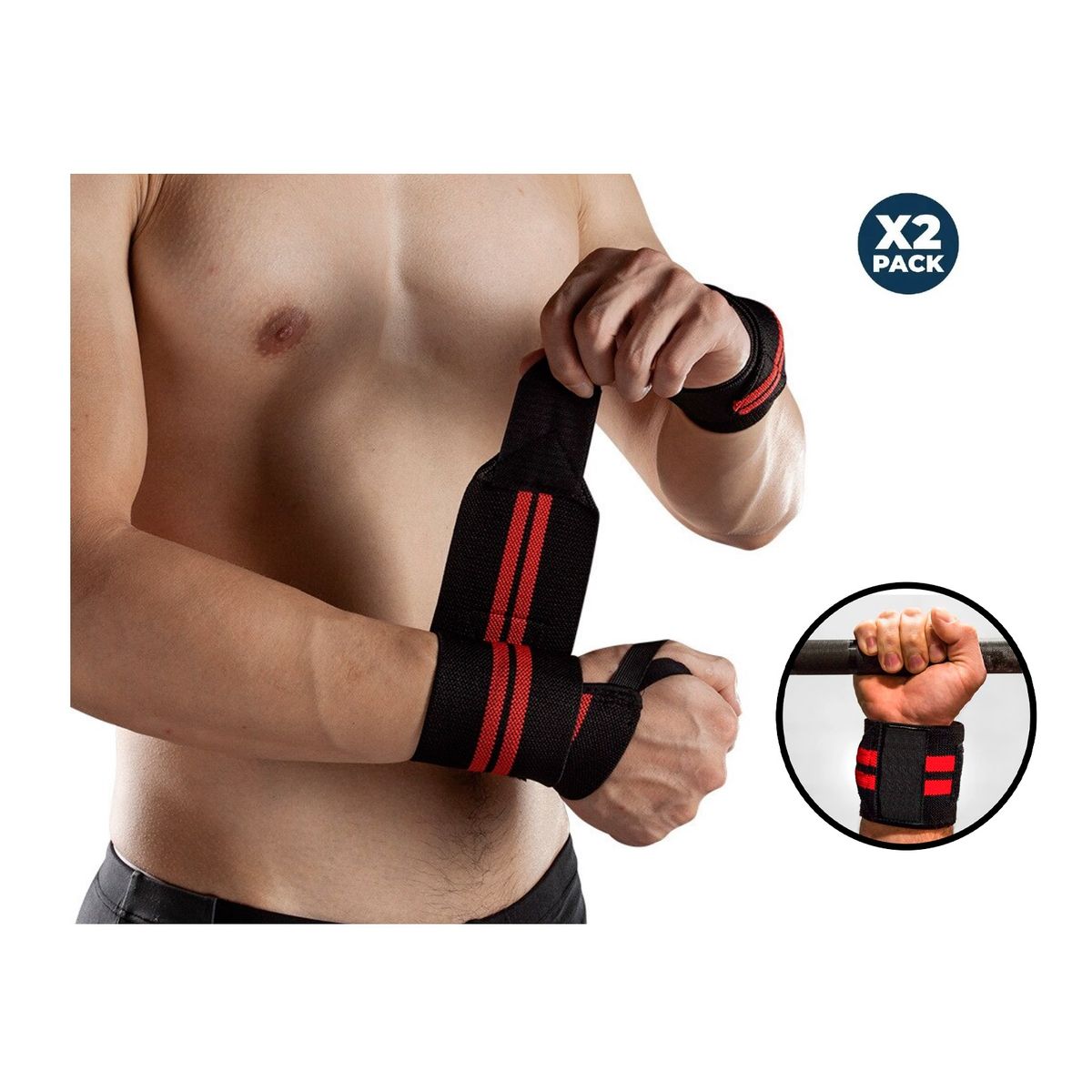 GENERICO - Par Muñequeras Protectoras Pesas Fitness Crossfit Deportivas