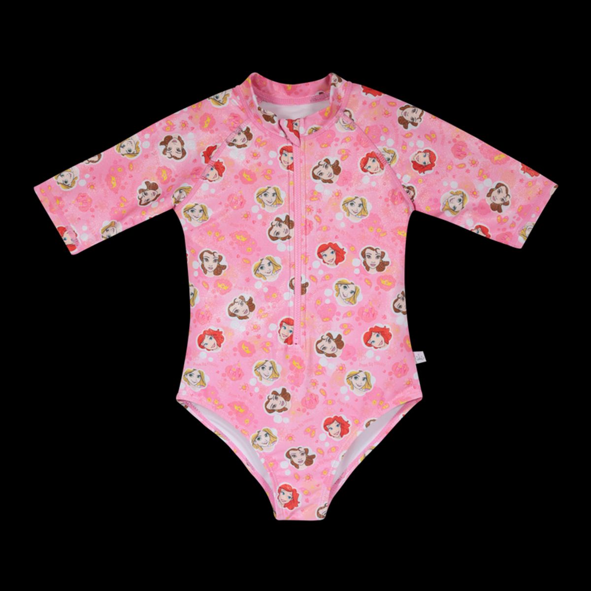 DISNEY - Traje de Baño Niña Entero Manga Corta Disney Princesas Coral - Coral