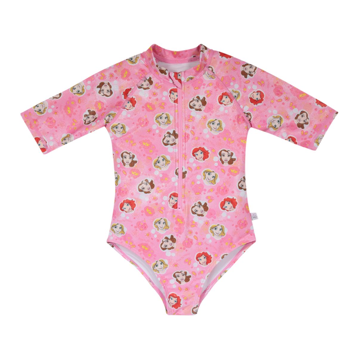 DISNEY - Traje de Baño Niña Entero Manga Corta Disney Princesas Coral - Coral