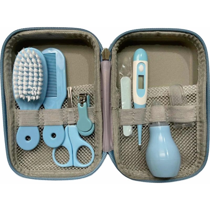 GENERICO - Set De Cuidado Para Bebés 8 Piezas Con Práctico Estuche - Celeste
