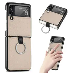 XUNDD - Carcasa para Samsung Z Flip 4 de Cuero con Anillo Premium