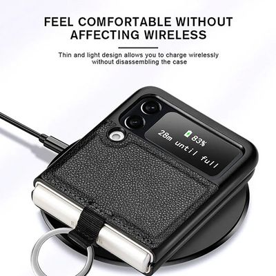 Imagen 2 del producto Carcasa para Samsung Z Flip 4 de Cuero con Anillo Premium