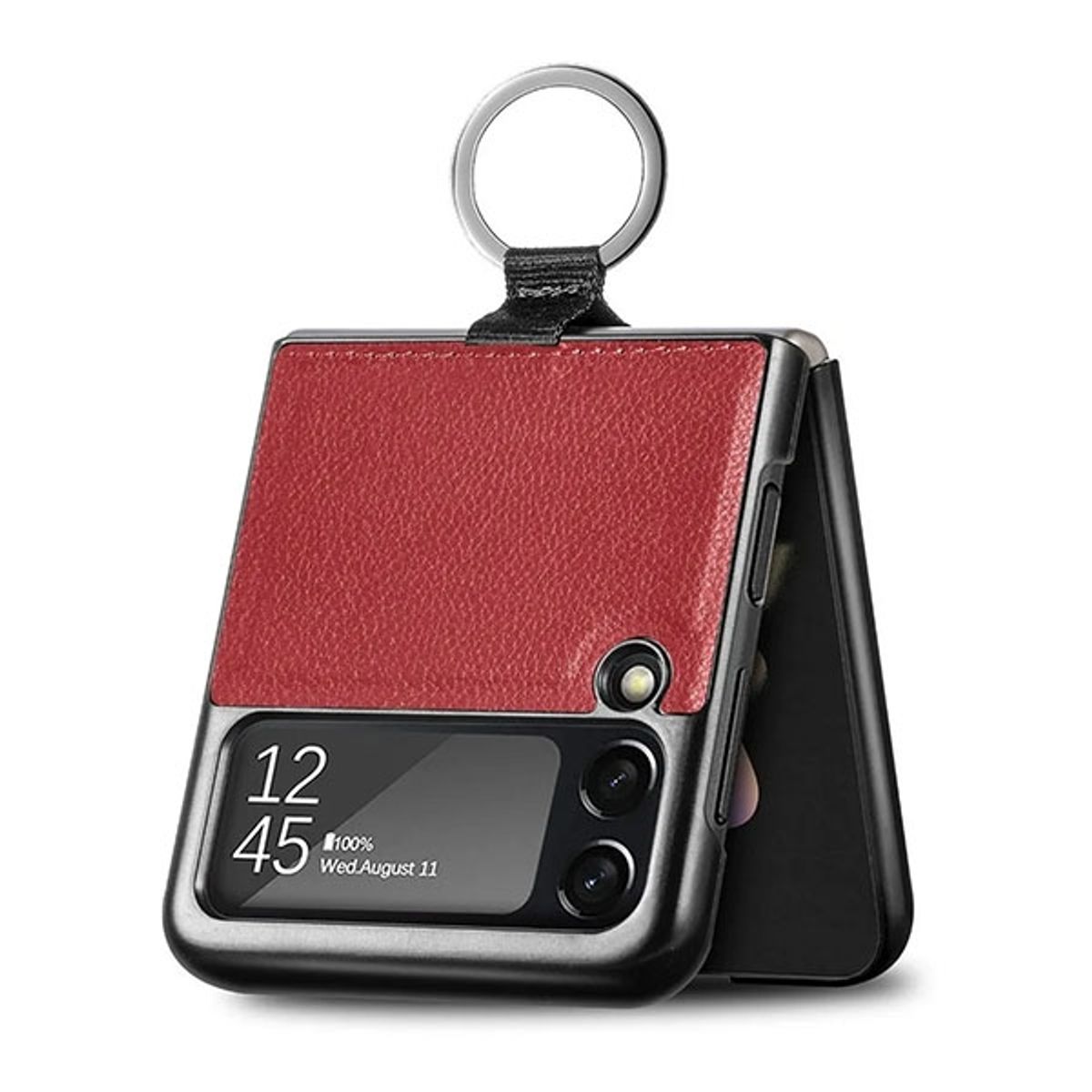 XUNDD - Carcasa para Samsung Z Flip 4 de Cuero con Anillo Premium