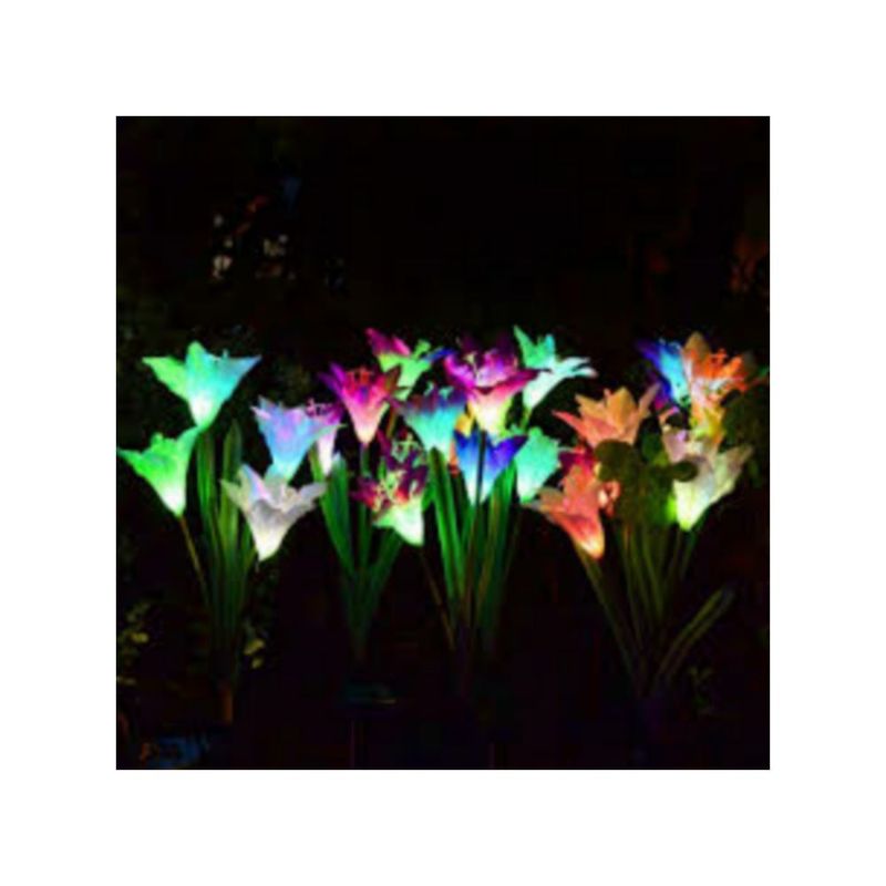 UNIVERSAL - PACK 2 RAMOS DE LIRIOS SOLAR  NAVIDAD DECORACIÓN EXTERIOR COLOR ROSADO