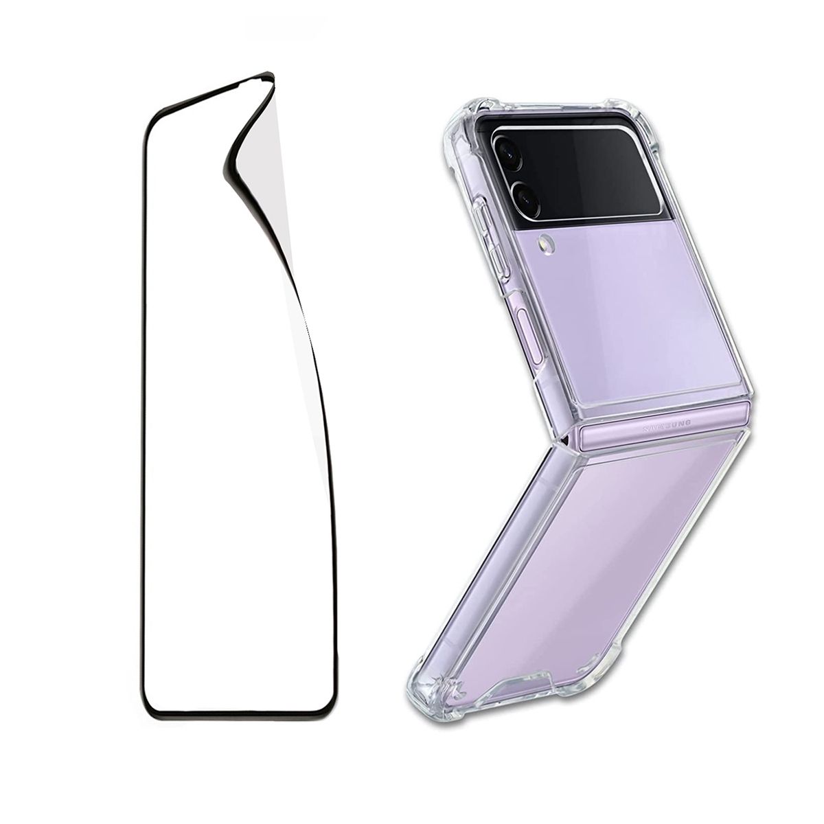 XUNDD - Kit Carcasa para Samsung Z Flip 4 Transparente + Lamina de Hidrogel