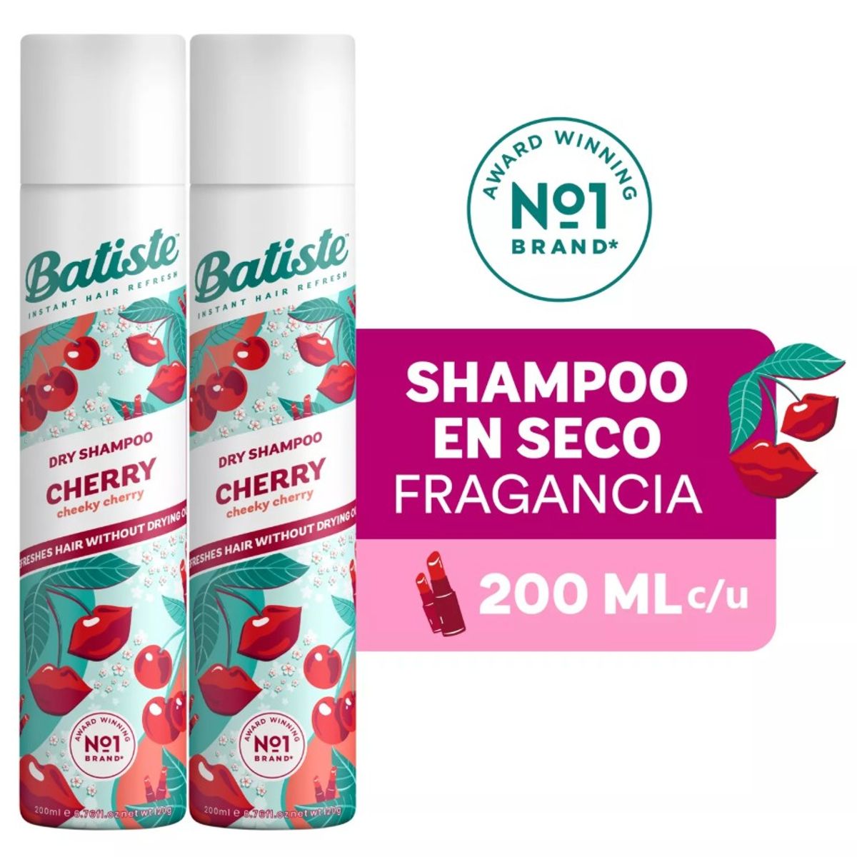 BATISTE - Shampoo Seco Pack 2 Batiste Cherry 200ml