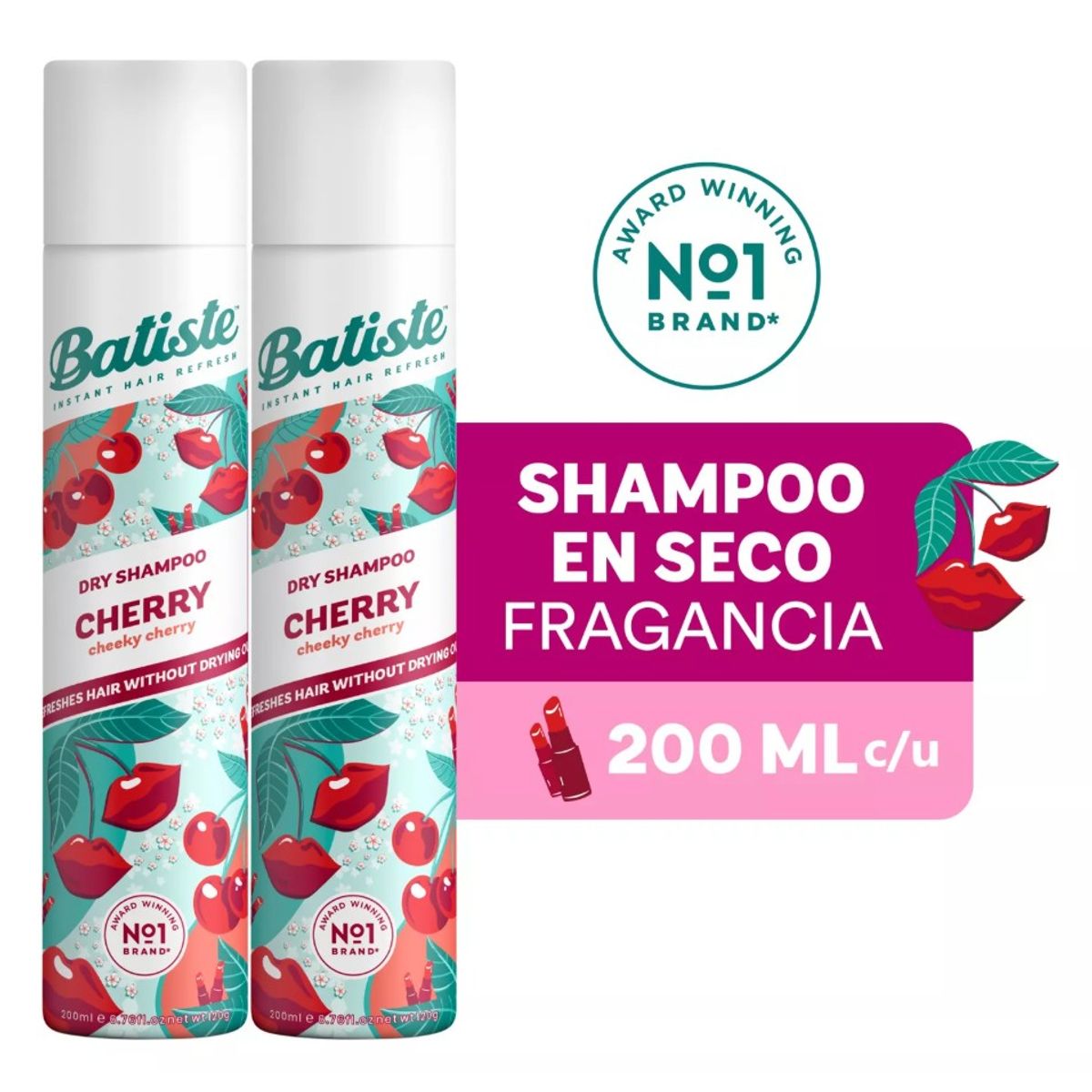 BATISTE - Shampoo Seco Pack 2 Batiste Cherry 200ml