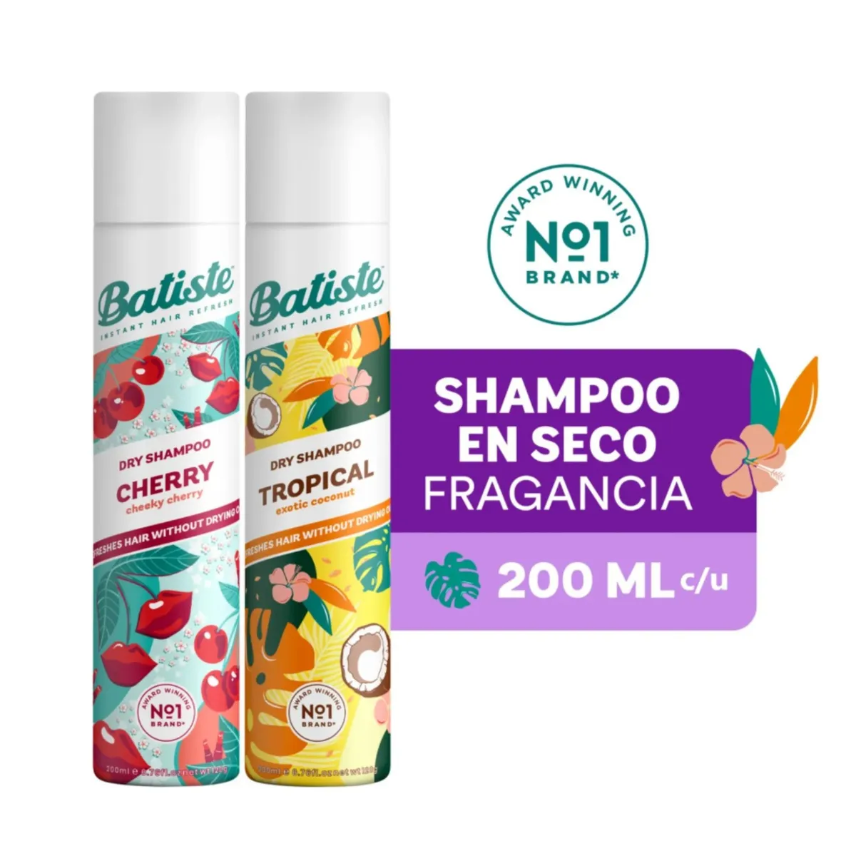 BATISTE - Shampoo Seco Batiste 200ml Cherry + Tropical