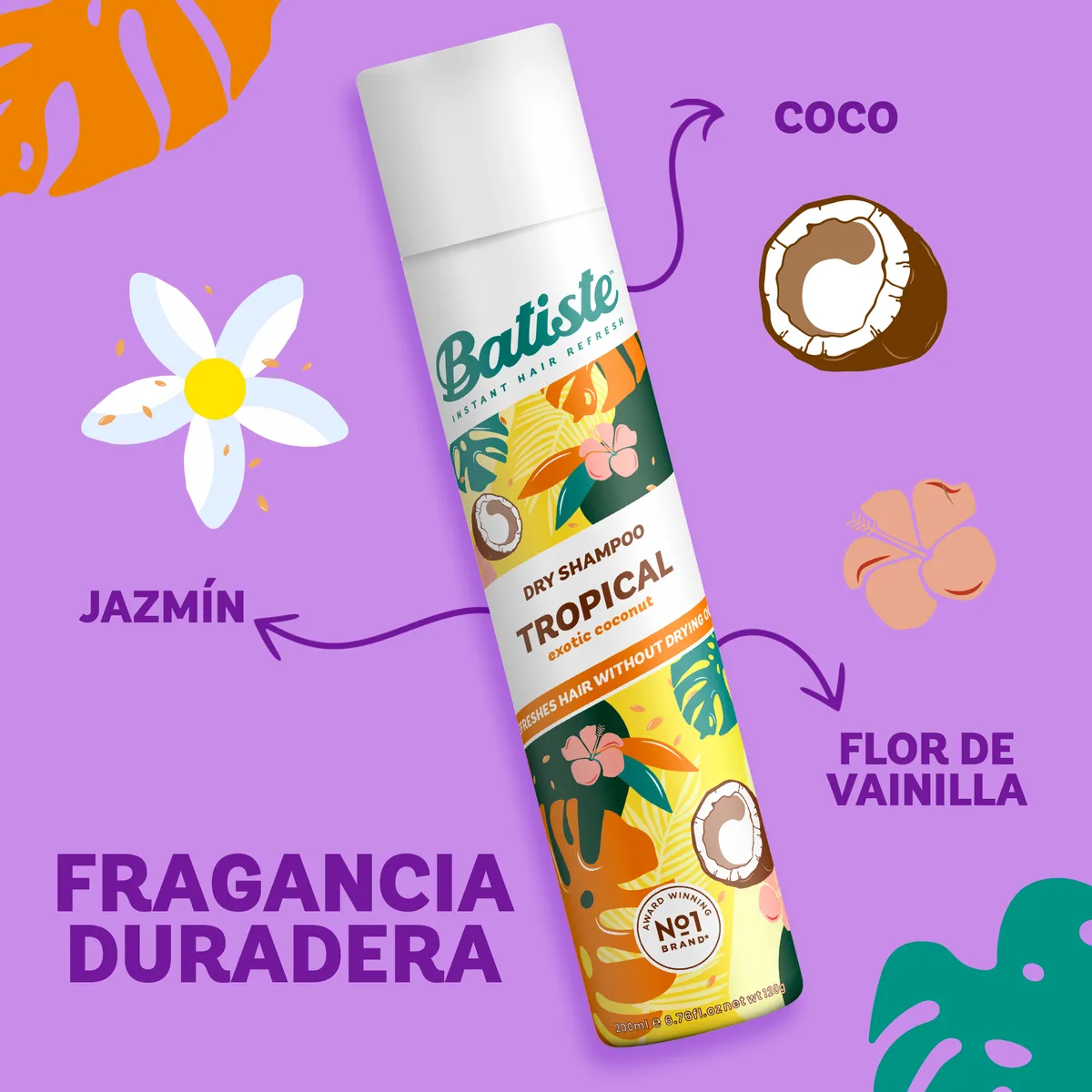 BATISTE - Shampoo Seco Batiste 200ml Cherry + Tropical