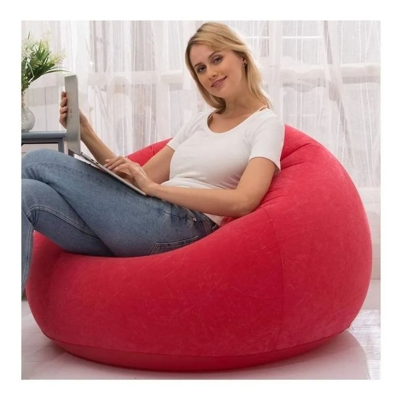 GENERICO - Sillón Inflable Puff Tumbona Reposa Rojo