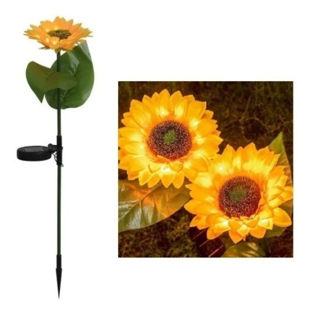 GENERICO - Estaca Solar De Girasol Luz Led Cálida 1 Unidad