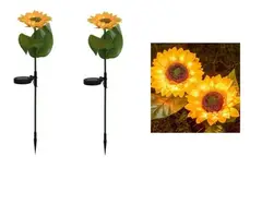 GENERICO - Estaca Solar De Girasol Luz Led Cálida Pack 2 Und