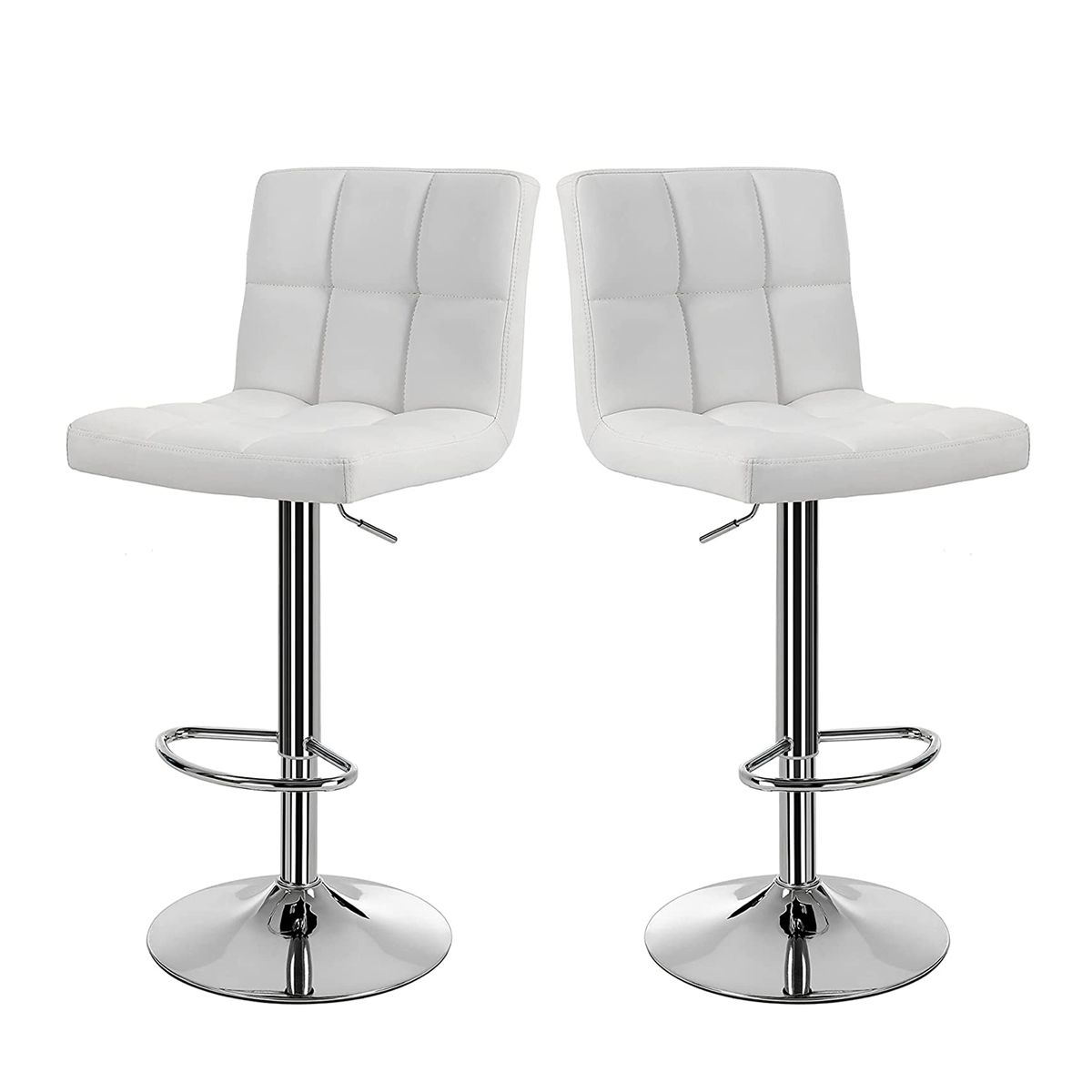 CASA BELLA - PACK 2 PISO DE BAR CUADRO REGULABLE ECO CUERO BLANCO