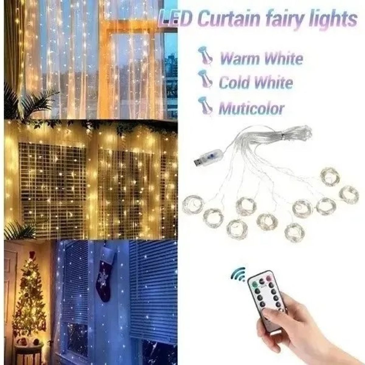 GENERICO - Cortina De Luces Luces Decorativas Guirnaldas Led Cortinaled