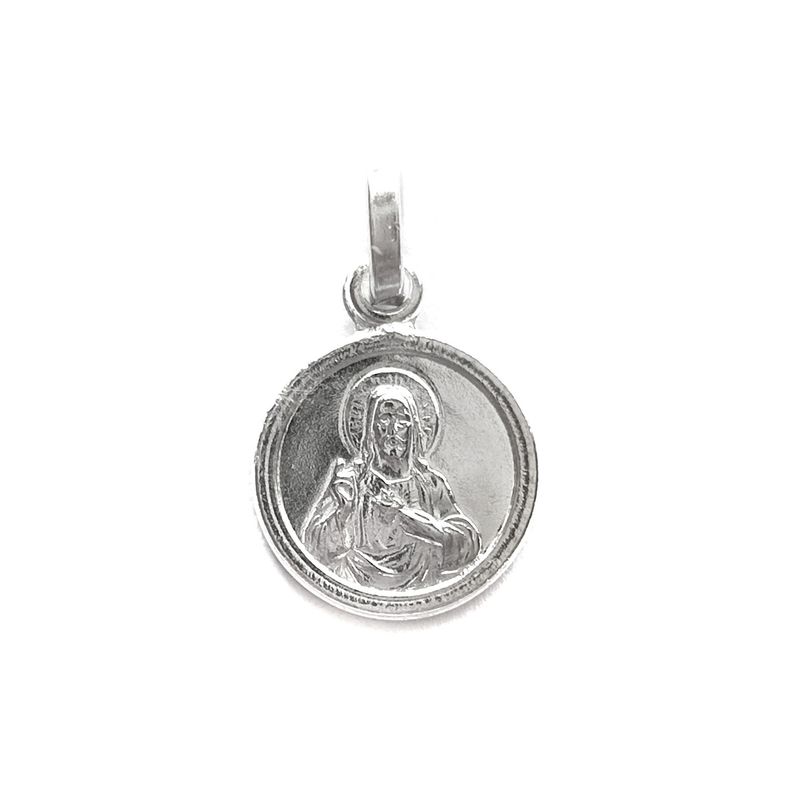 ANDREA COGGIOLA JOYAS - Colgante Medalla Sagrado Corazón 10mm Plata Fina 925