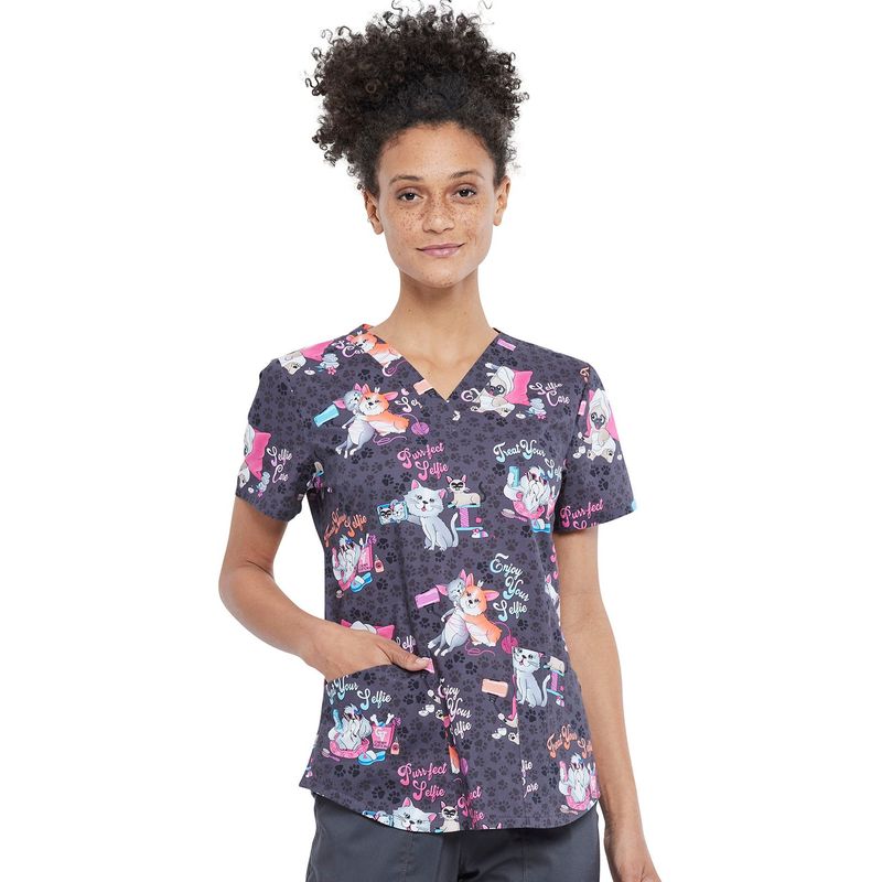 CHEROKEE - TOP ESTAMPADO MUJER CHEROKEE CK652 SFEC UNIFORMES CLÍNICOS