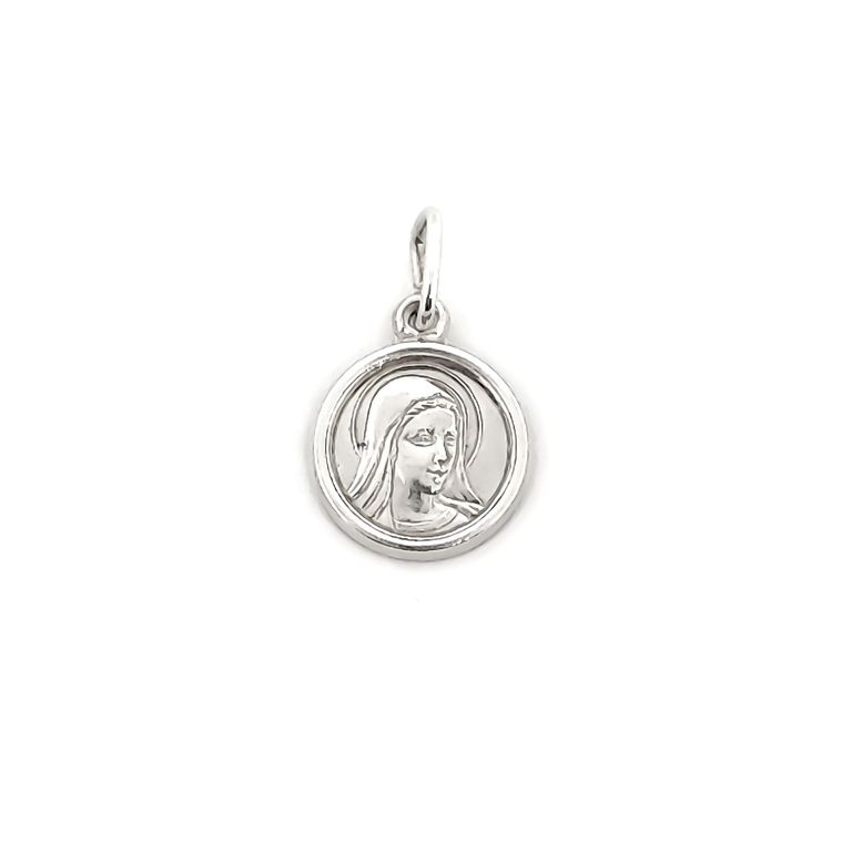 Colgante Medalla Virgen Dolorosa 10mm Plata Fina 925 Plateado TALLA UNICA