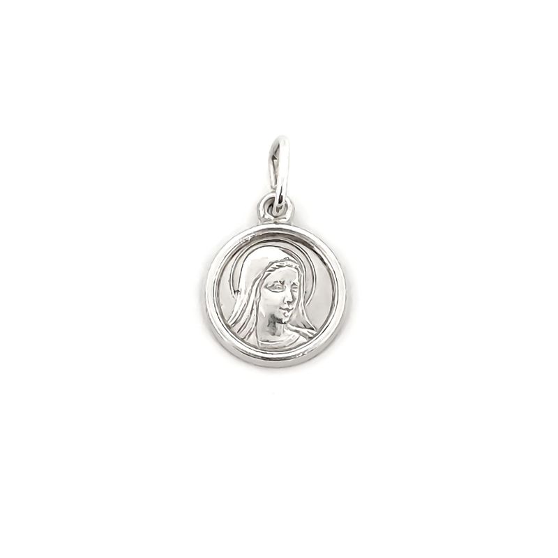 ANDREA COGGIOLA JOYAS - Colgante Medalla Virgen Dolorosa 10mm Plata Fina 925.