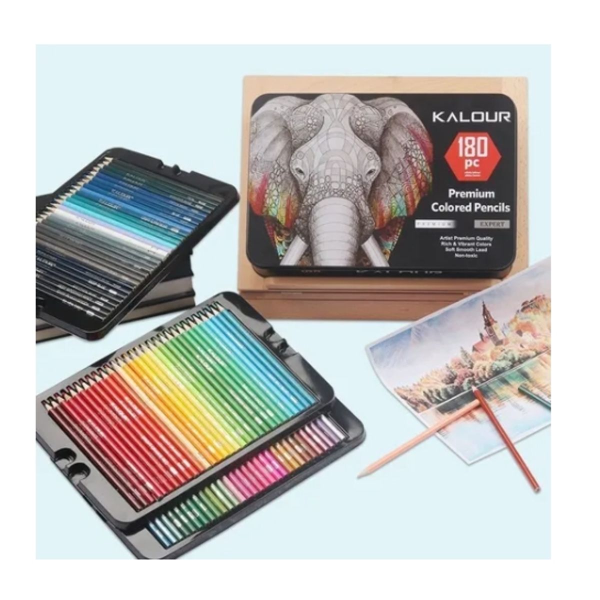 ESHOPANGIE - Set 180 Lapices  Arte Profesional Dibujo Caja Metálica
