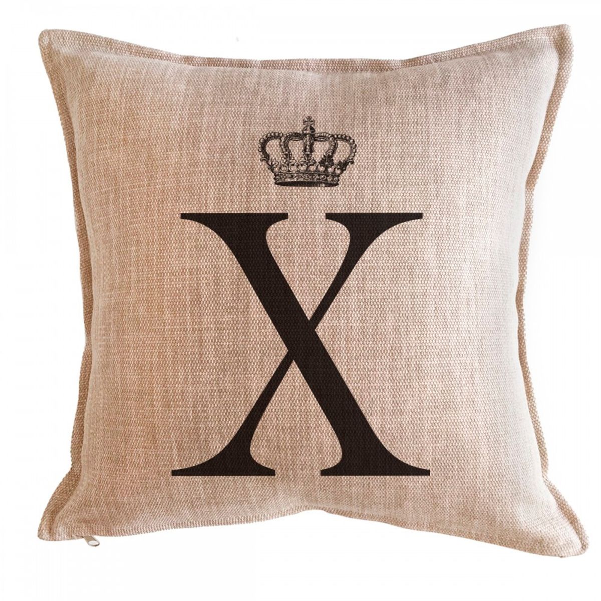 TUYO PRINT - Cojín letras corona arena X - 45x45