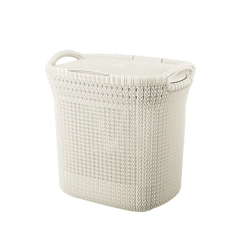 REYPLAST - Moderno Cesto Canasto Para Ropa Khipu 40 Litros Con Tapa Color Beige