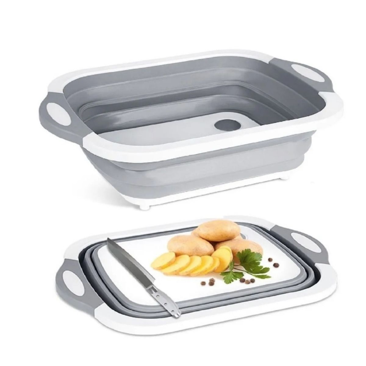 GENERICO - Tabla De Cortar 3 En 1 De Silicona Plegable Drenaje Cocina