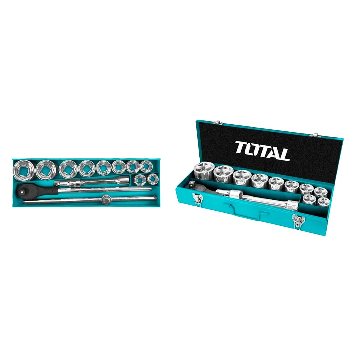 TOTAL TOOLS - Kit Set Juego De Dados Chicharra Cuadrante 3/4 15 Pcs