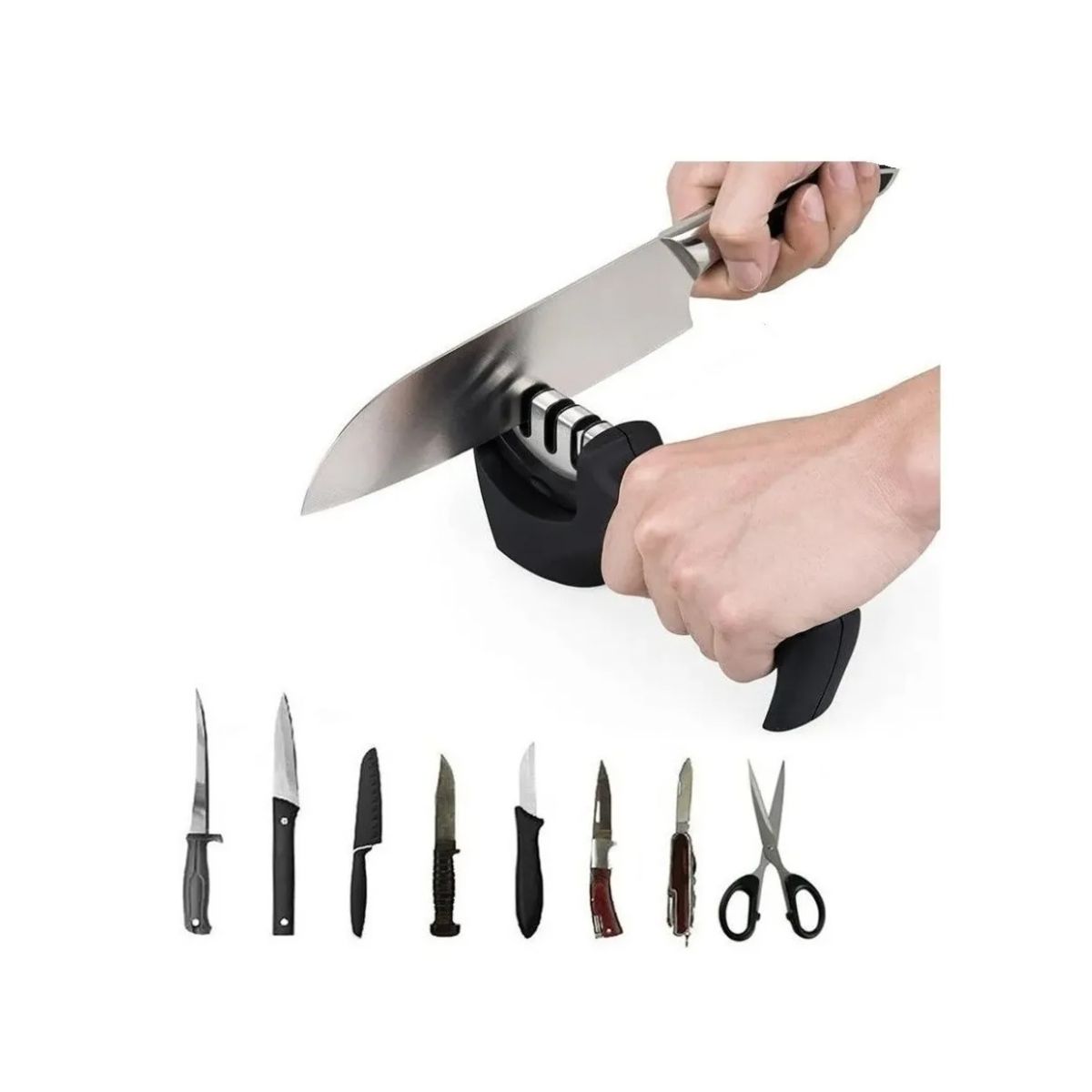 GENERICO - Afilador De Cuchillos Manual De 3 Etapas Piedra Para Afilar