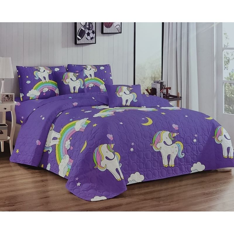 GENERICO - CUBRECAMA PLAZA Y MEDIA ESTAMPADO INFANTIL CON FUNDA DE ALMOHADA