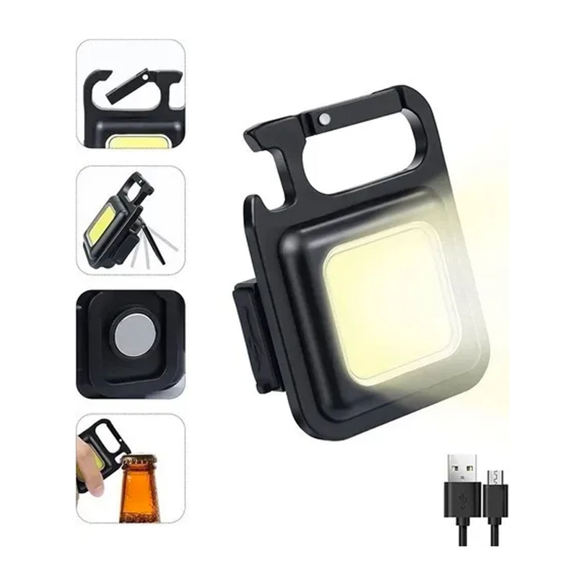 GENERICO - Linterna Led Cob 800 Lumens Llavero Gancho Mosquetón Iman