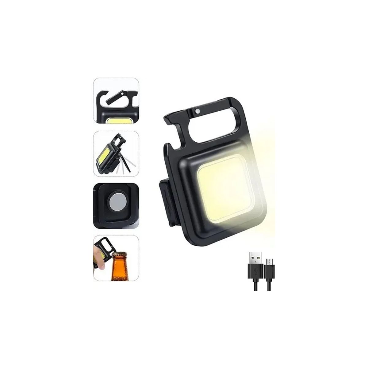 GENERICO - Linterna Led Cob 800 Lumens Llavero Gancho Mosquetón Iman