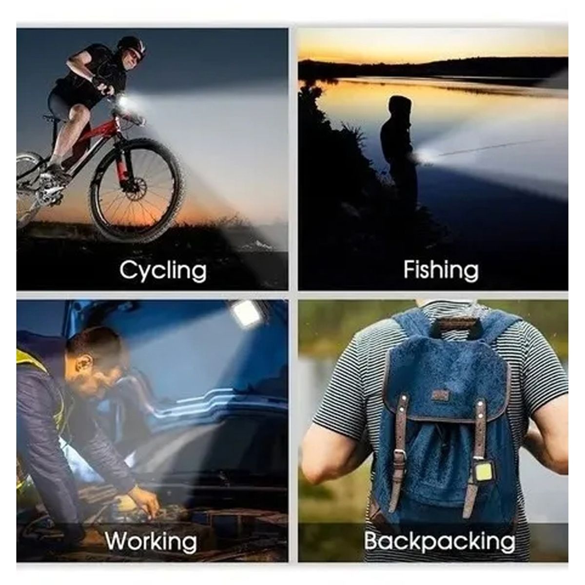 GENERICO - Linterna Led Cob 800 Lumens Llavero Gancho Mosquetón Iman