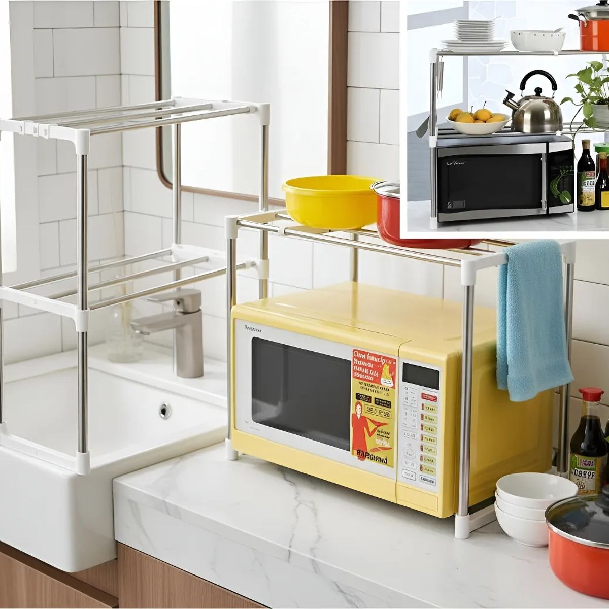 GENERICO - Estante De Cocina Para Horno Microondas Organizador Multiuso De Metal Resistente FIGOIMPORT