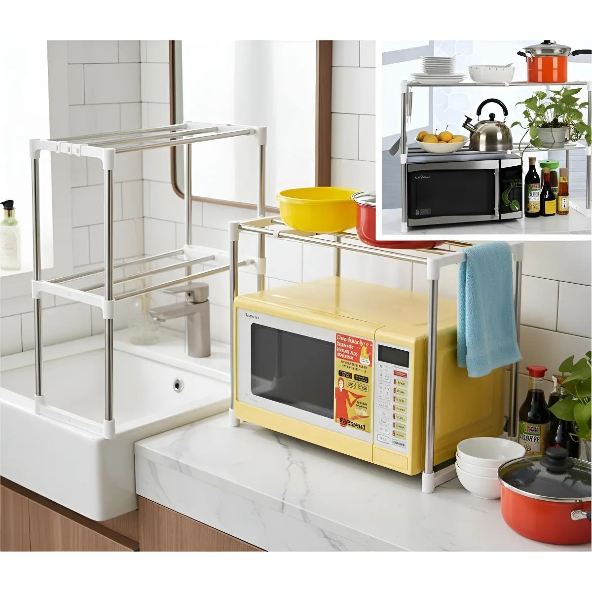 GENERICO - Estante De Cocina Para Horno Microondas Organizador Multiuso De Metal Resistente FIGOIMPORT