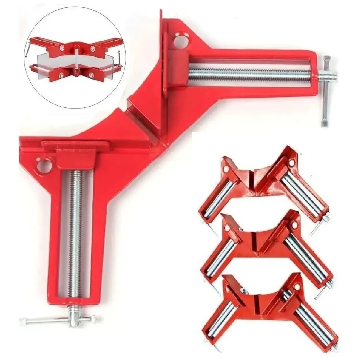 GENERICO - Pack X4 Prensa Escuadra Esquinera Para Madera Prensa Carpintero.