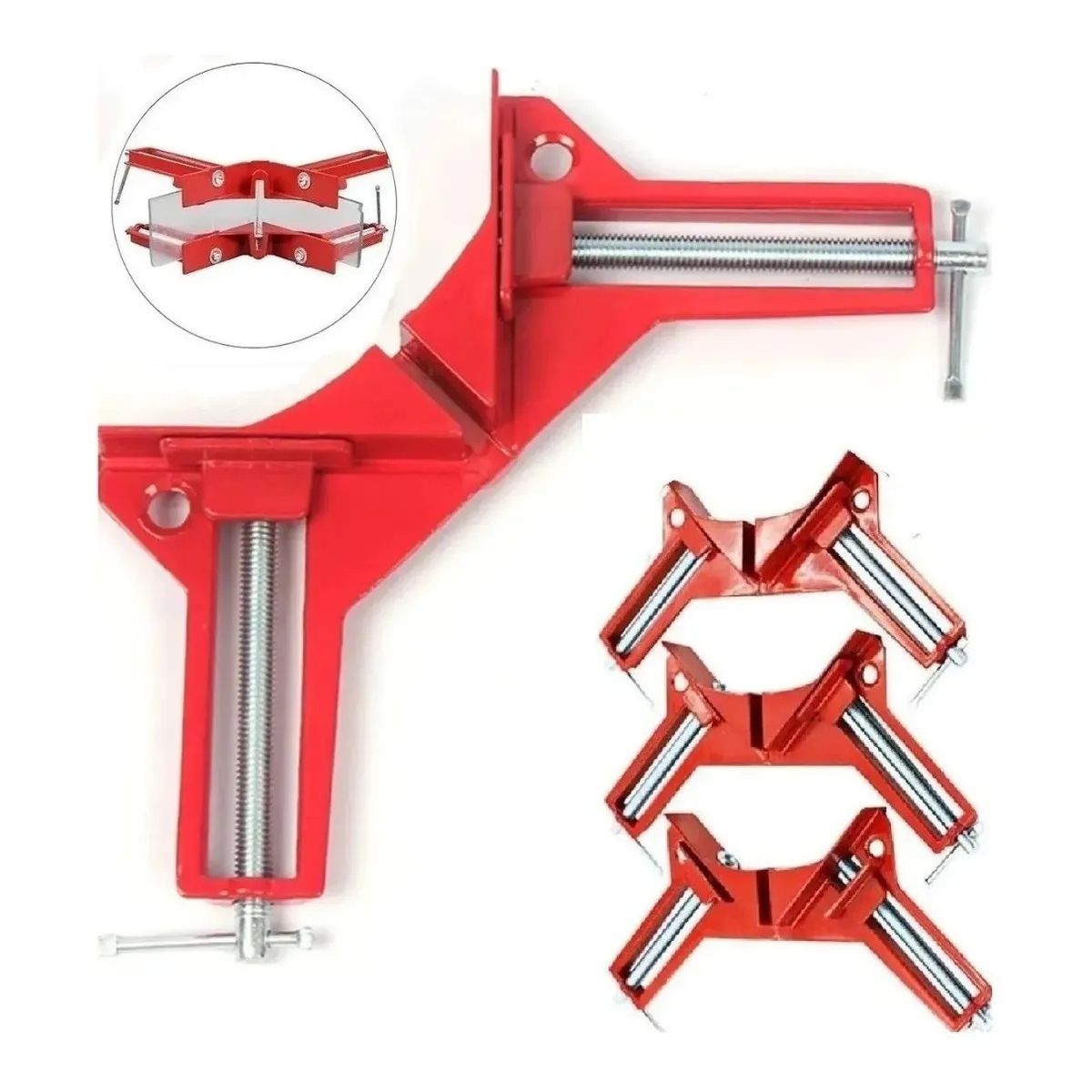 GENERICO - Pack X4 Prensa Escuadra Esquinera Para Madera Prensa Carpintero.