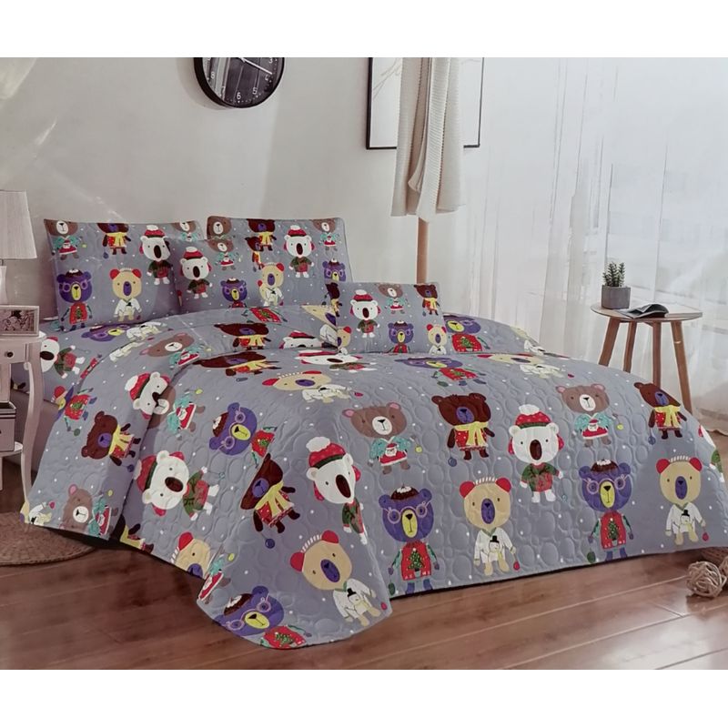 GENERICO - CUBRECAMA PLAZA Y MEDIA ESTAMPADO INFANTIL CON FUNDA DE ALMOHADA