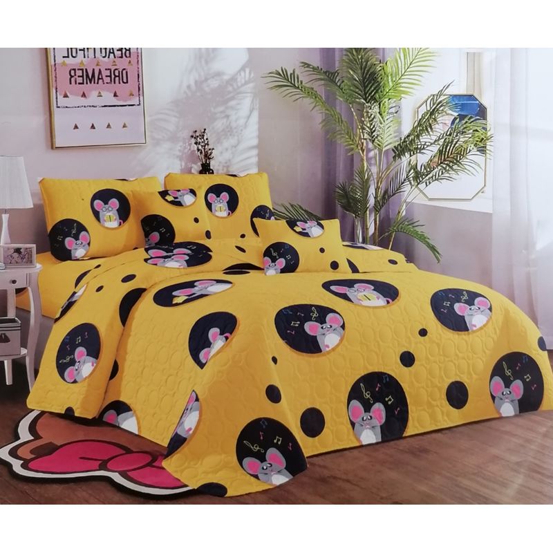 GENERICO - CUBRECAMAPLAZA Y MEDIA ESTAMPADO INFANTIL CON FUNDA DE ALMOHADA