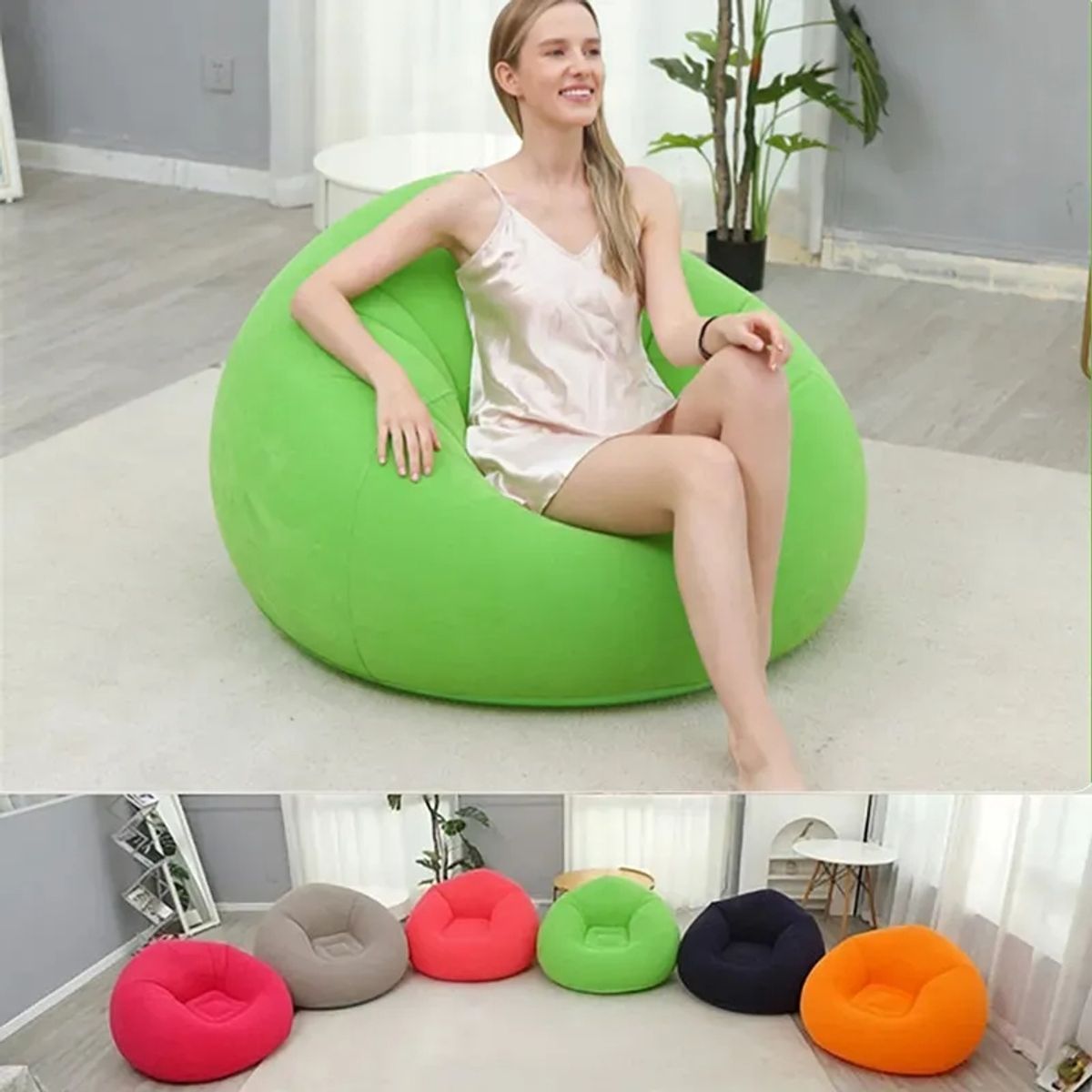 GENERICO - Sillon Inflable Puff Tumbona Reposapiés Integrado Sofa Inflable Portatil Para Descanso FIGOIMPORT