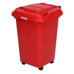 GENERICO - Basurero Contenedor De Basura 50 Litros Con Ruedas - Rojo