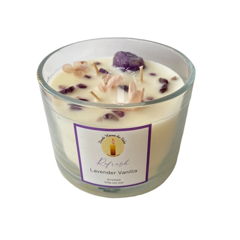 GENERICO - Velas Aromáticas Lavanda Y Vainilla, Amatista 340 Grs