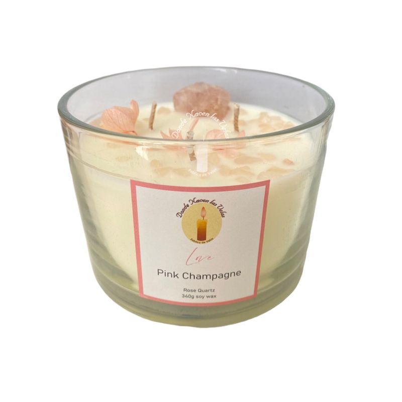 GENERICO - Velas Aromáticas Pink Champagne, Cuarzo Rosa 340 Grs.