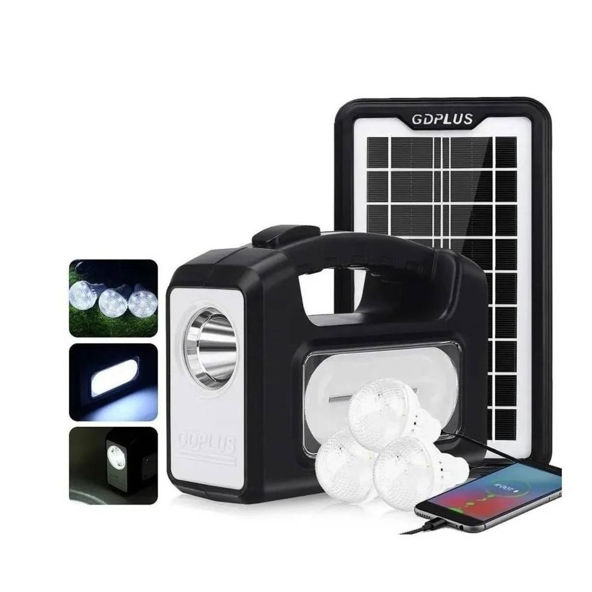 GENERICO - Kit Solar De Camping Luz Emergencia Usb 3 Ampolletas
